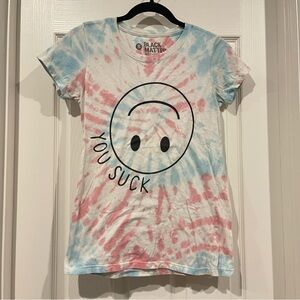 You Suck Smiley Face Short Sleeve T-Shirt Cotton Candy Tie-Dye Black Matter Tran
